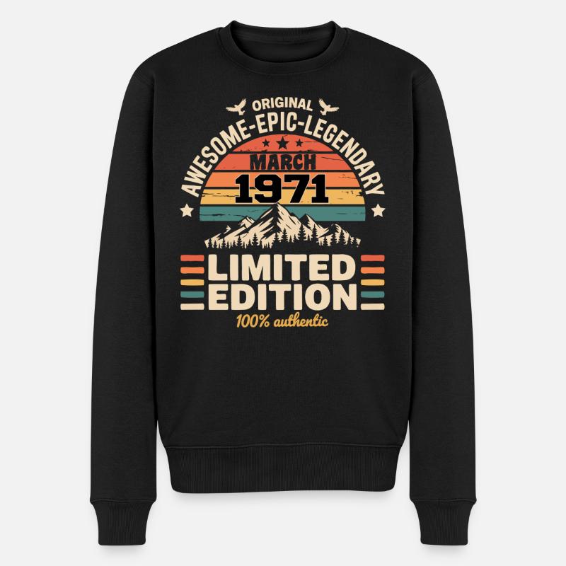 Millésime Anniversaire Mars 1971 March 1971 - Pull Premium bio Homme - noir