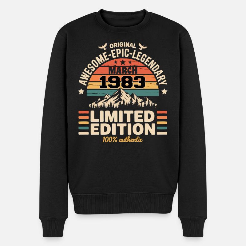Vintage-Jubiläum März 1983 März 1983 - Männer Premium Bio Pullover - Schwarz