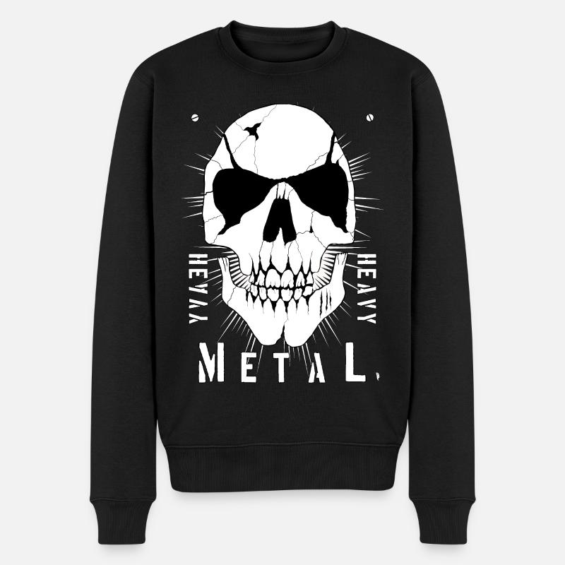Metallschädel mit Rissen - Männer Premium Bio Pullover - Schwarz