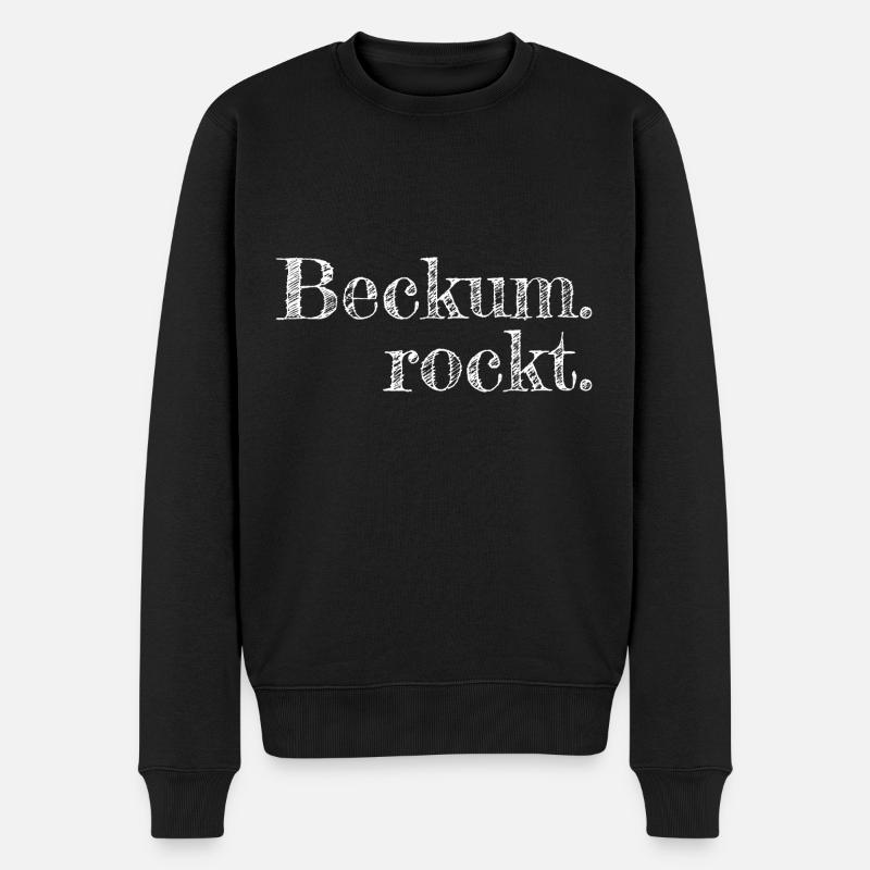 Beckum rockt - Textdesign mit Stadtnamen - Männer Premium Bio Pullover - Schwarz