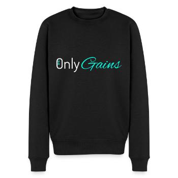 Only Gains - Männer Premium Bio Pullover - Schwarz - Vorne - Nico (187cm)