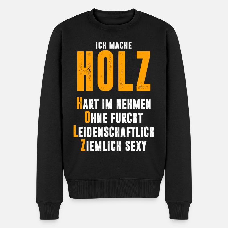Holz - Männer Premium Bio Pullover - Schwarz