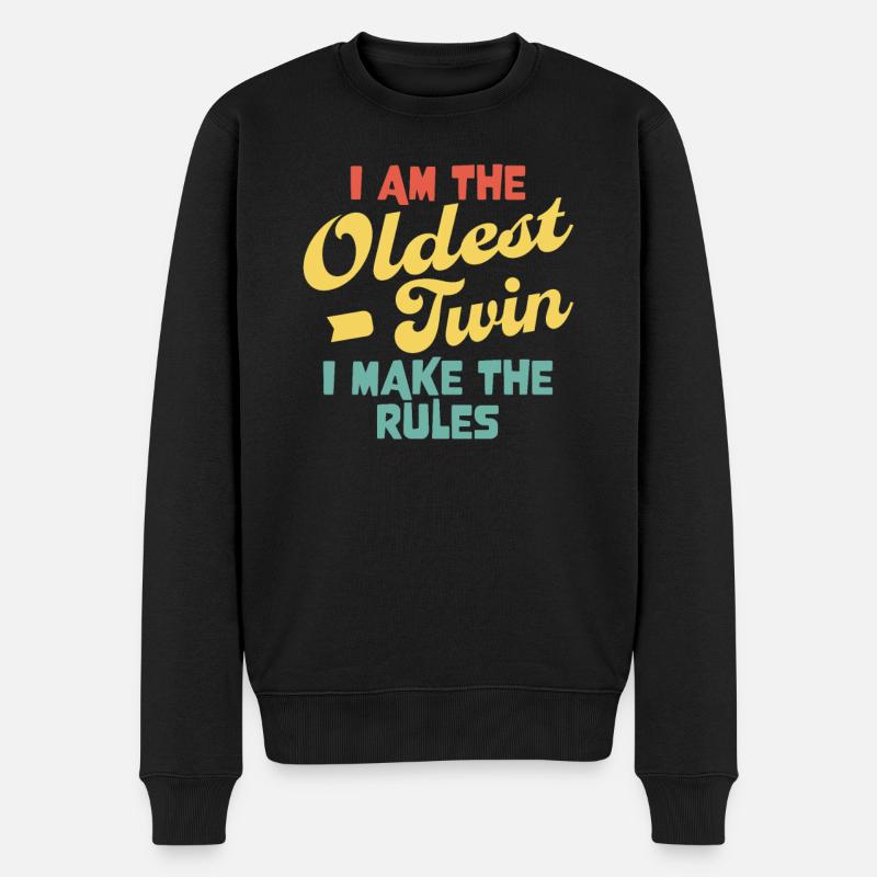Oldest Twin - Twins Funny Matching Older Twin - Männer Premium Bio Pullover - Schwarz