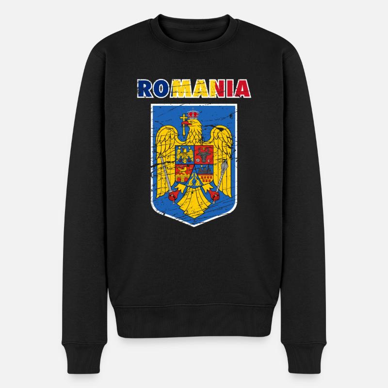 Romania Rumänien Wappen Adler Emblem Geschenk - Männer Premium Bio Pullover - Schwarz