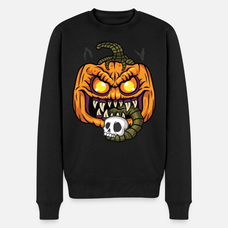 Pumpkin Halloween Kürbis - Männer Premium Bio Pullover - Schwarz