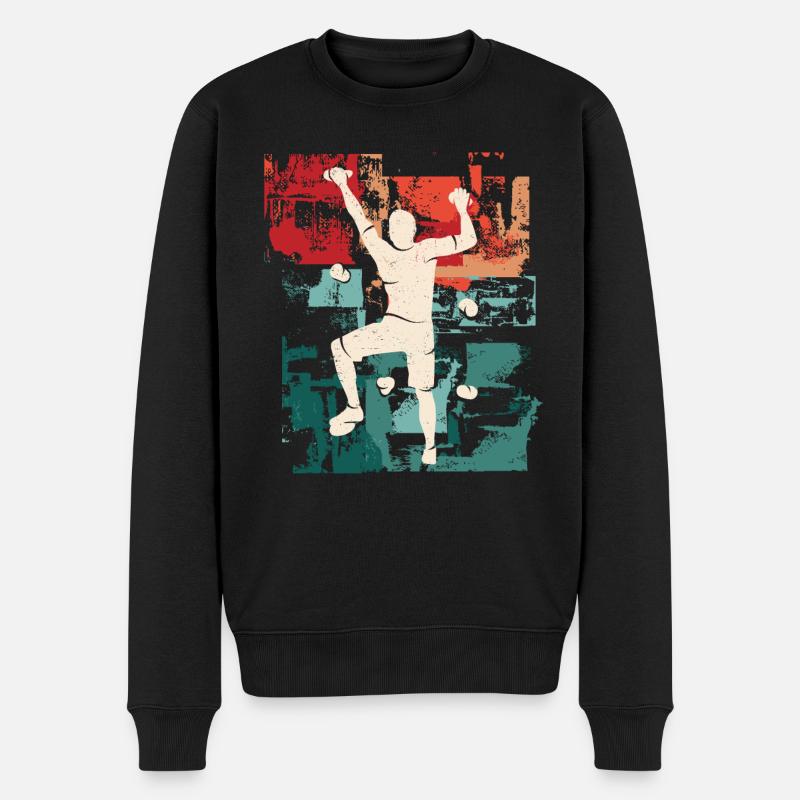 Klettern Vintage Bouldern Kletterer Climbing - Männer Premium Bio Pullover - Schwarz