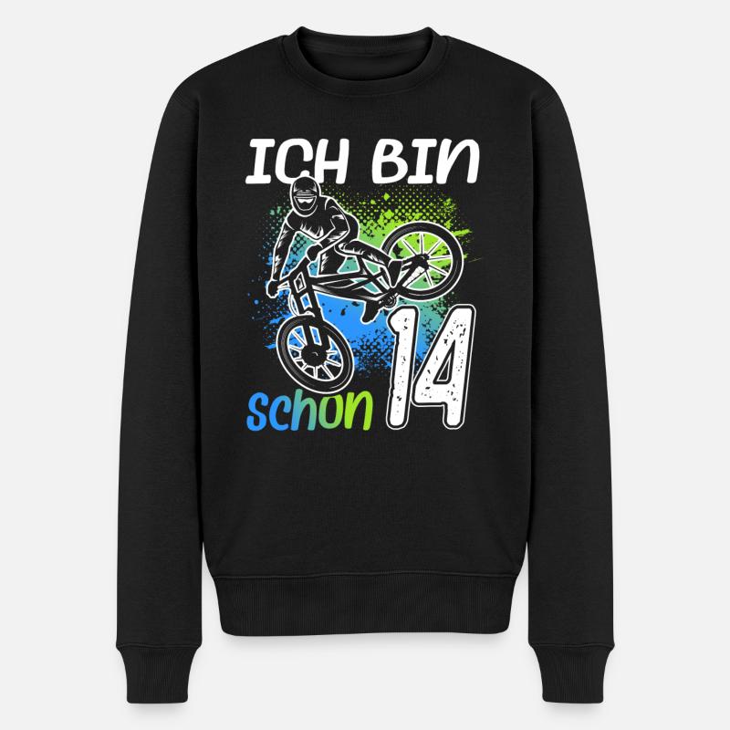 14. Geburtstag Mountain Bike 14 Jahre alt Fahrrad - Männer Premium Bio Pullover - Schwarz