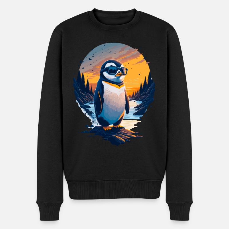 Niedlicher Pinguin - Männer Premium Bio Pullover - Schwarz