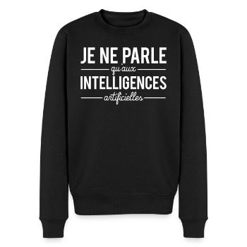 Je ne parle qu'aux intelligences artificielles - Pull Premium bio Homme - noir - Devant - Nico (187cm)