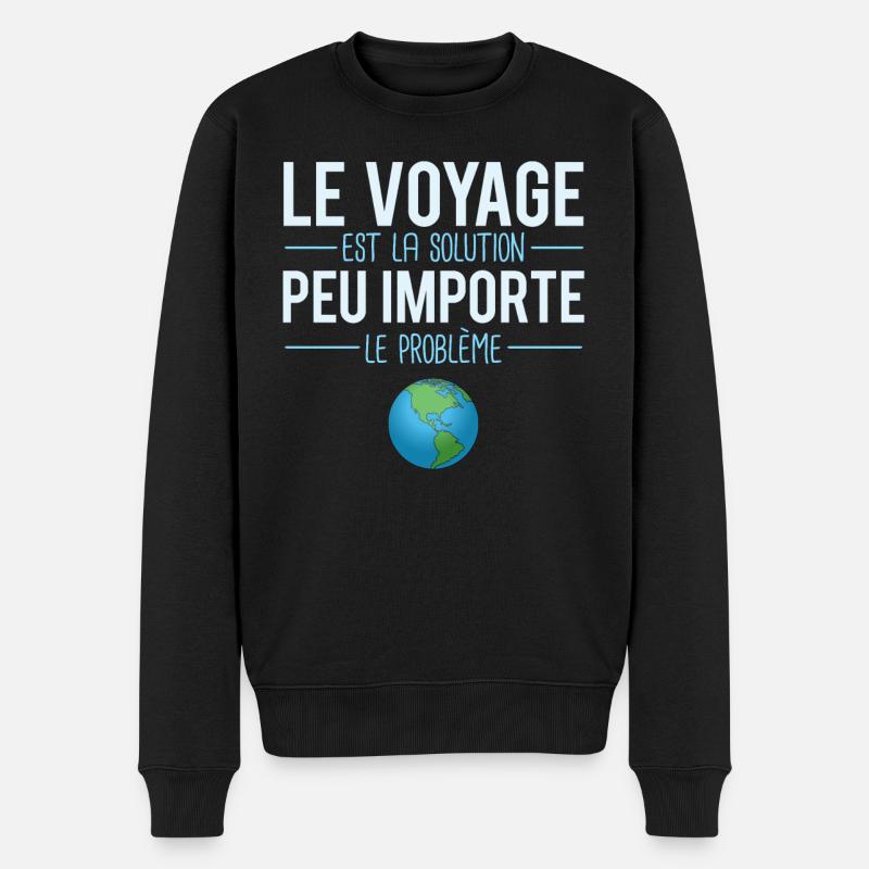 Voyage problème solution blague voyageur humour - Pull Premium bio Homme - noir