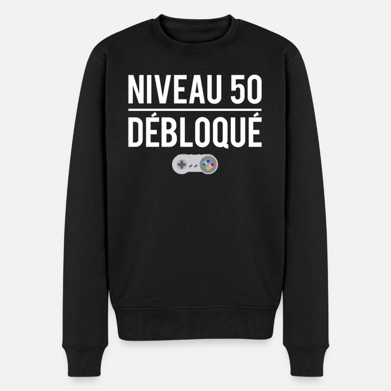 Niveau 50 débloqué cadeau anniversaire 50 ans - Pull Premium bio Homme - noir