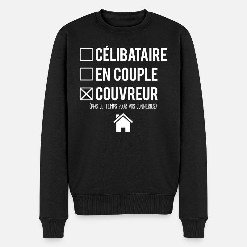 Couvreur célibataire blague couvreur humour - Pull Premium bio Homme - noir