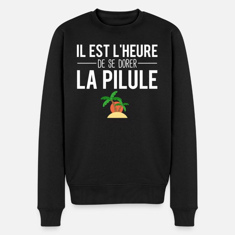 Il est temps de se dorer la pilule vacances humour - Pull Premium bio Homme - noir