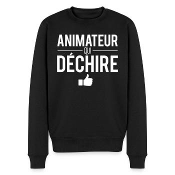 Animateur qui déchire meilleur animateur humour - Pull Premium bio Homme - noir - Devant - Nico (187cm)