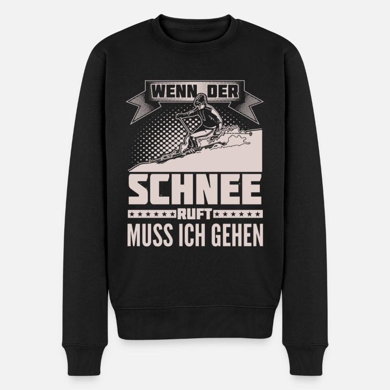 Telemark - Schnee ruft - Ich muss gehen - Männer Premium Bio Pullover - Schwarz