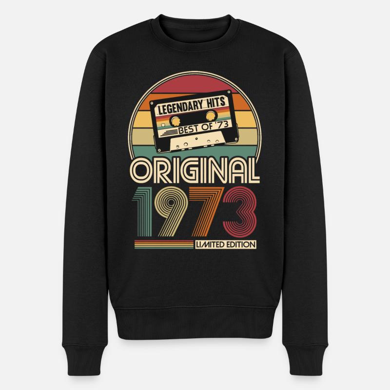 Jahrgang 1973 geboren Original Geburtstag Geschenk - Männer Premium Bio Pullover - Schwarz