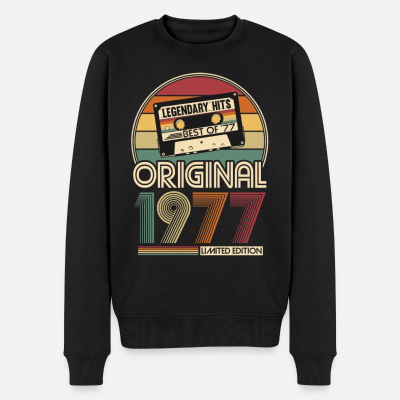 Jahrgang 1977 geboren Original Geburtstag Geschenk - Männer Premium Bio Pullover - Schwarz