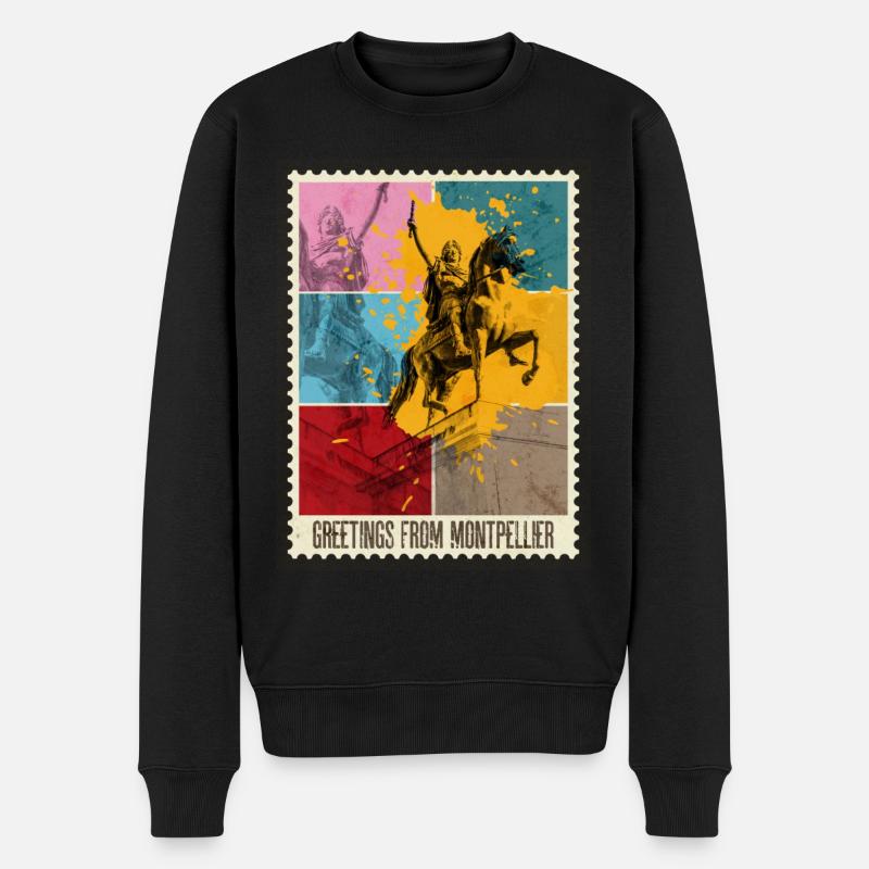 Montpellier Frankreich Stadt Skyline Briefmarke - Männer Premium Bio Pullover - Schwarz