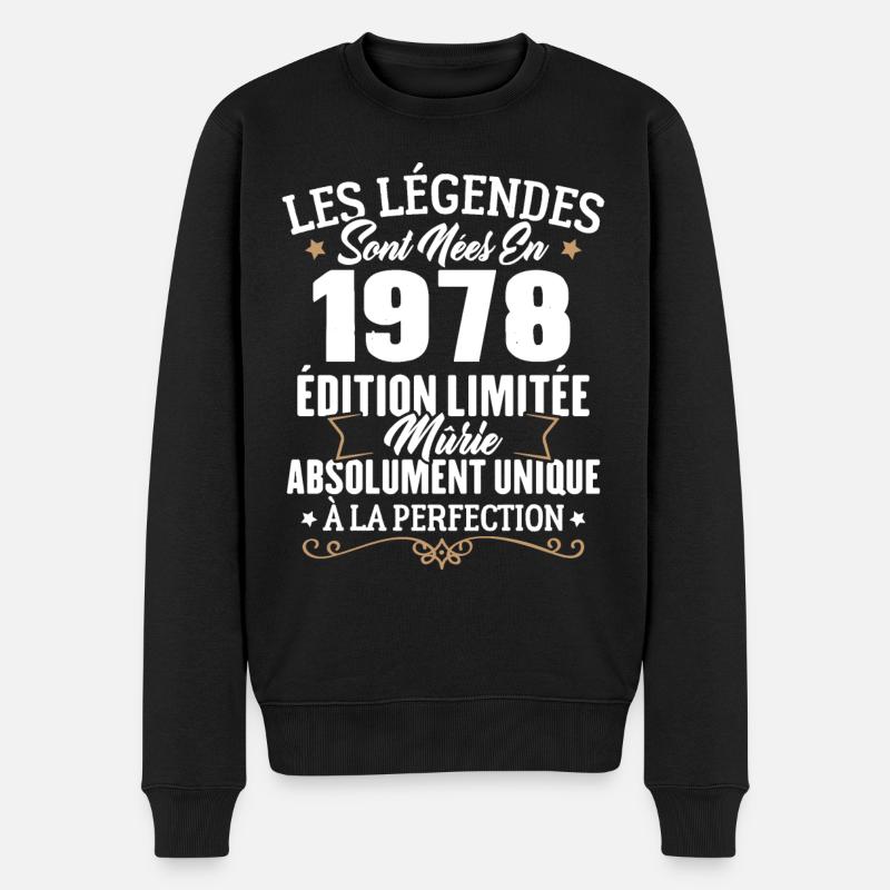 Cadeau d'anniversaire légendes sont nées en 1978 - Pull Premium bio Homme - noir