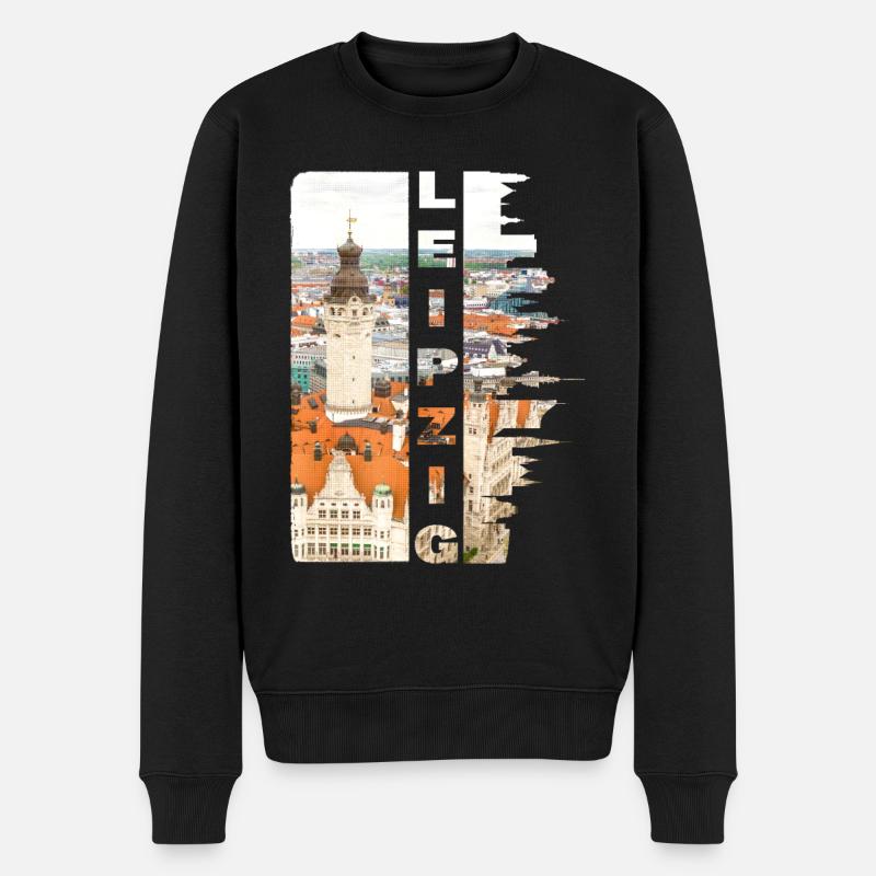 Leipzig Deutschland Stadt Skyline Heimat Liebe - Männer Premium Bio Pullover - Schwarz