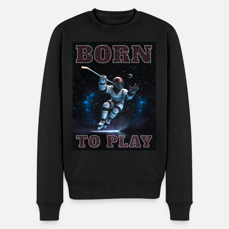 born to play hockey - Eishockey Geschenkidee - Männer Premium Bio Pullover - Schwarz