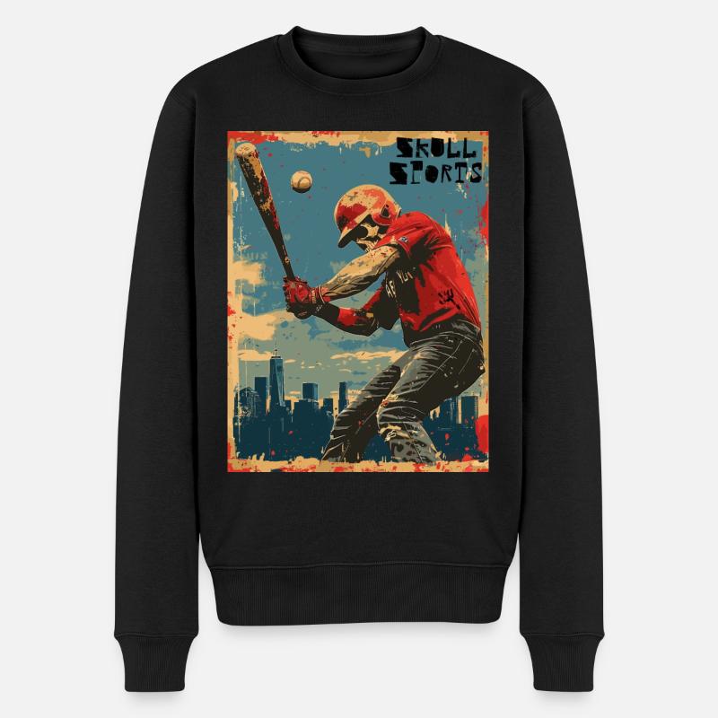 The American Baseball Skull - Skull, Totenkopf - Männer Premium Bio Pullover - Schwarz