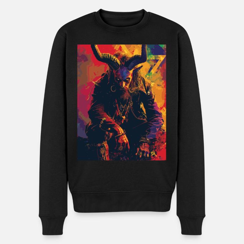 The Devil mit Pentagramm - Männer Premium Bio Pullover - Schwarz