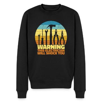 Avertissement! Cet électricien va vous choquer - Pull Premium bio Homme - noir - Devant - Nico (187cm)