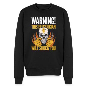 Avertissement! Cet électricien va vous choquer - Pull Premium bio Homme - noir - Devant - Nico (187cm)