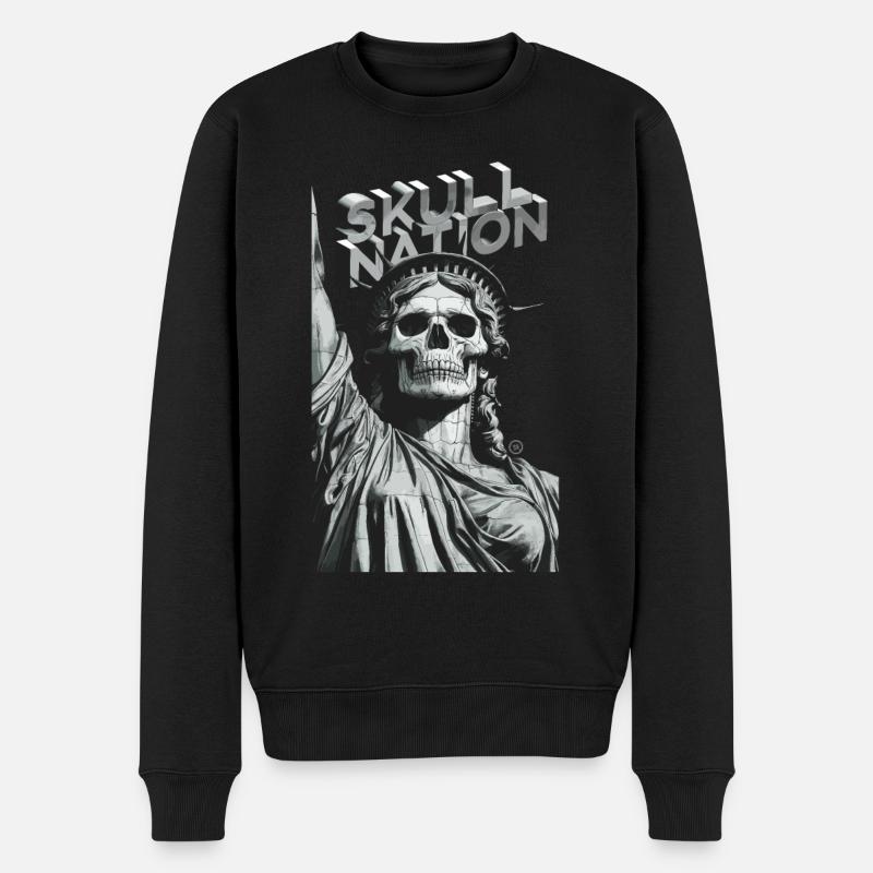 Skull Nation - Skull, Totenkopf, New York - Männer Premium Bio Pullover - Schwarz