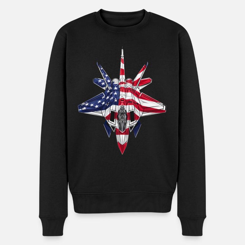 Amerikanische Kampfjets 4. Juli - Männer Premium Bio Pullover - Schwarz