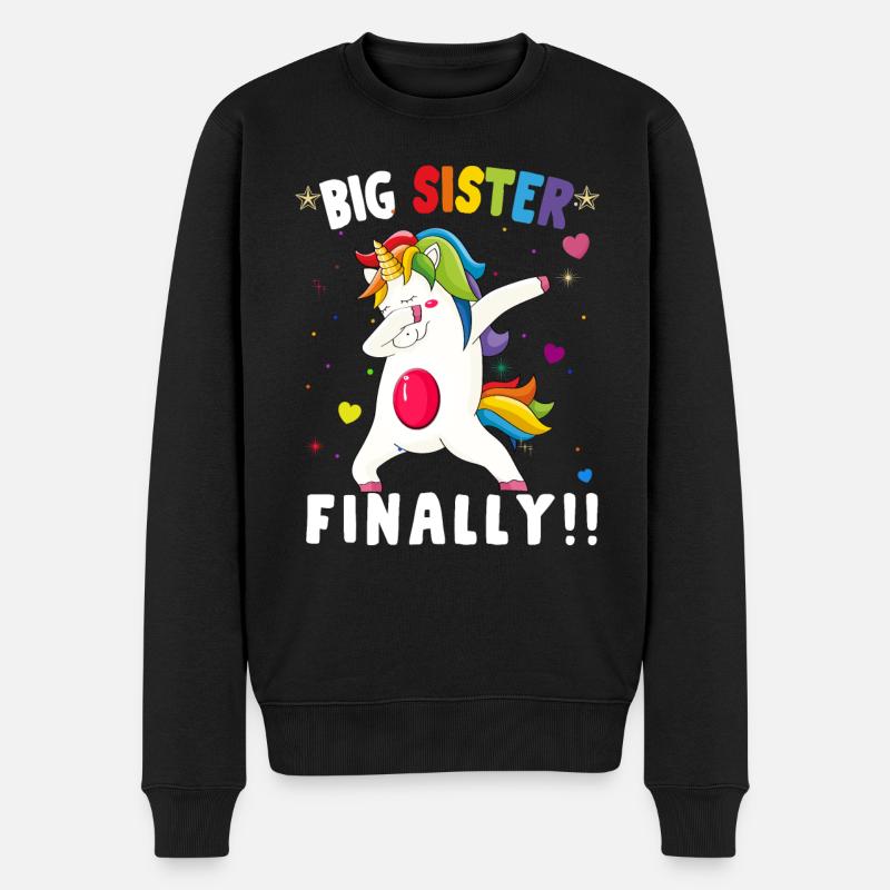 GROSSE SCHWESTER ENDLICH - Männer Premium Bio Pullover - Schwarz