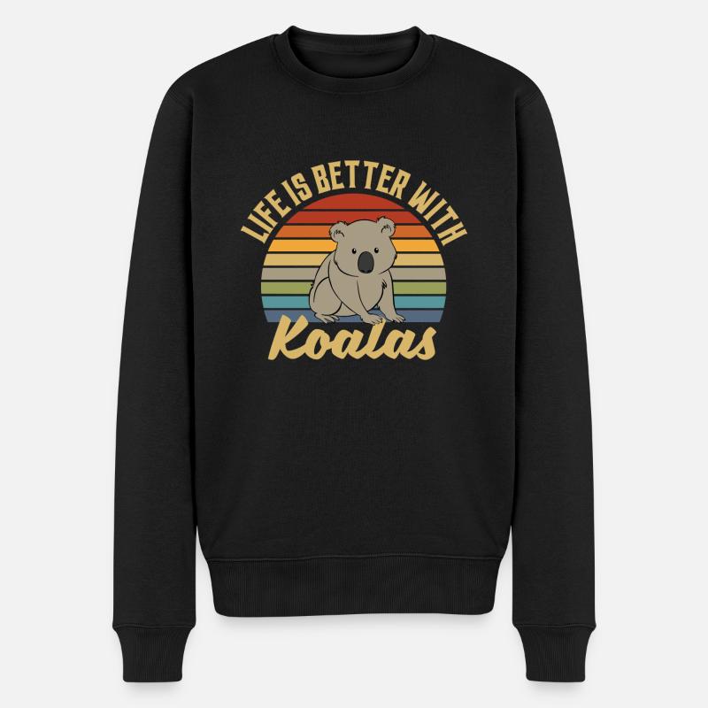 Koala Retro Das Leben Ist Besser Mit Koalas - Männer Premium Bio Pullover - Schwarz