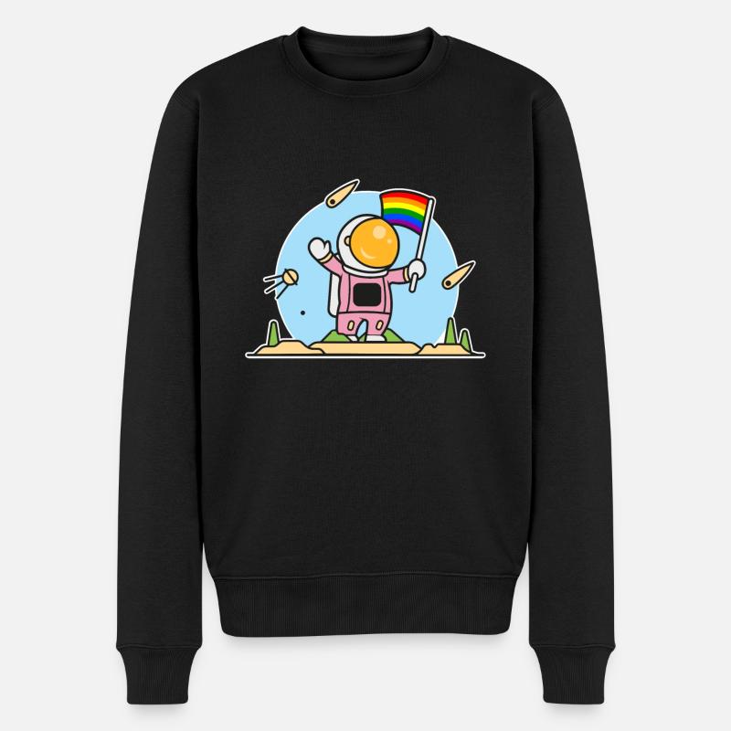 Schwuler Astronaut - Männer Premium Bio Pullover - Schwarz