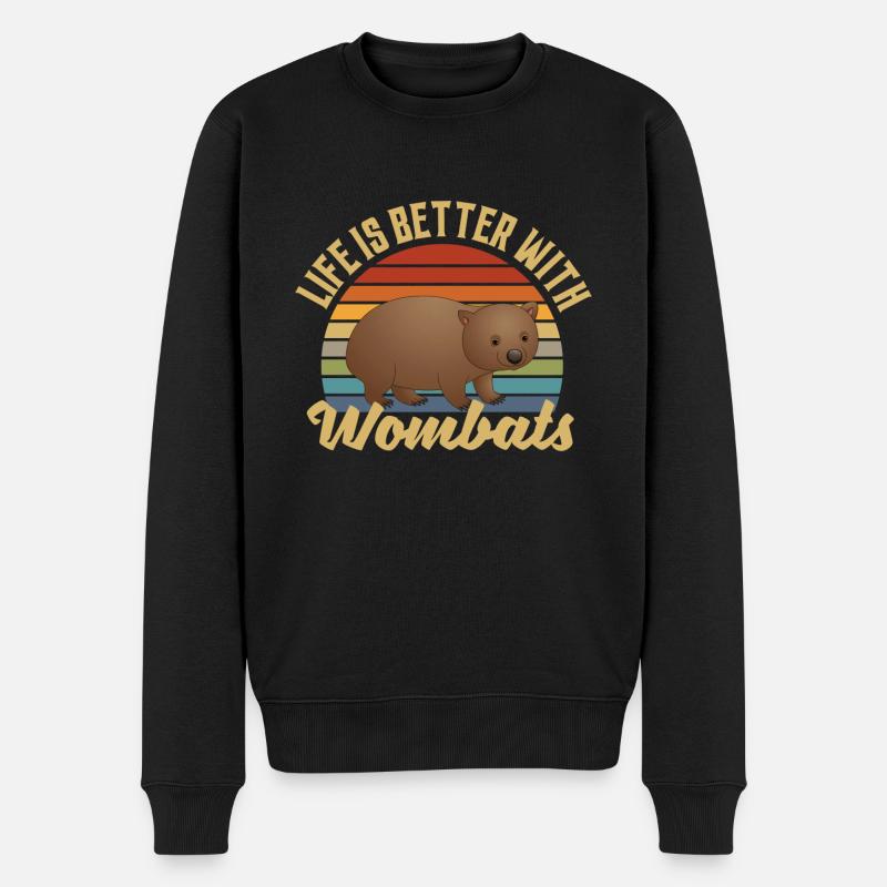 Life Is Better With Wombats - Männer Premium Bio Pullover - Schwarz