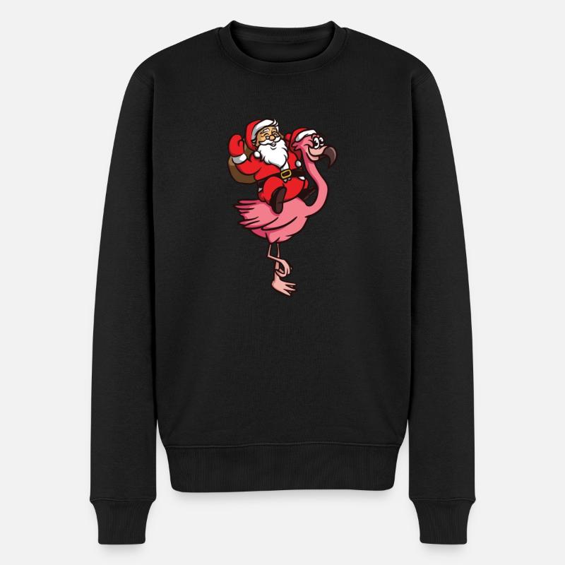 Flamingo Weihnachtsmann Comic Santa Claus XMAS - Männer Premium Bio Pullover - Schwarz