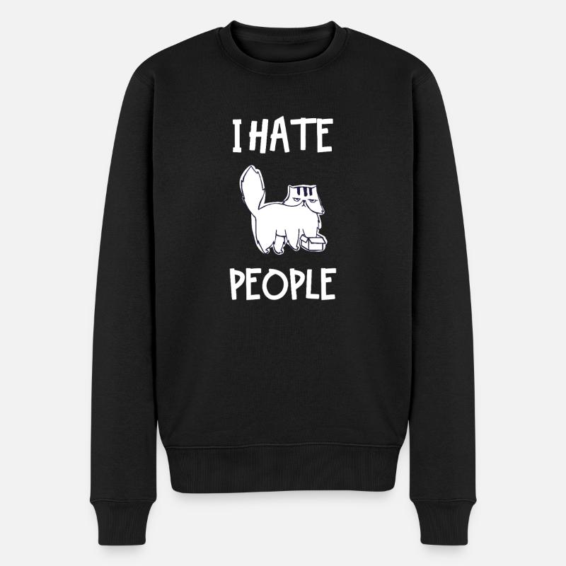 I Hate People - Männer Premium Bio Pullover - Schwarz