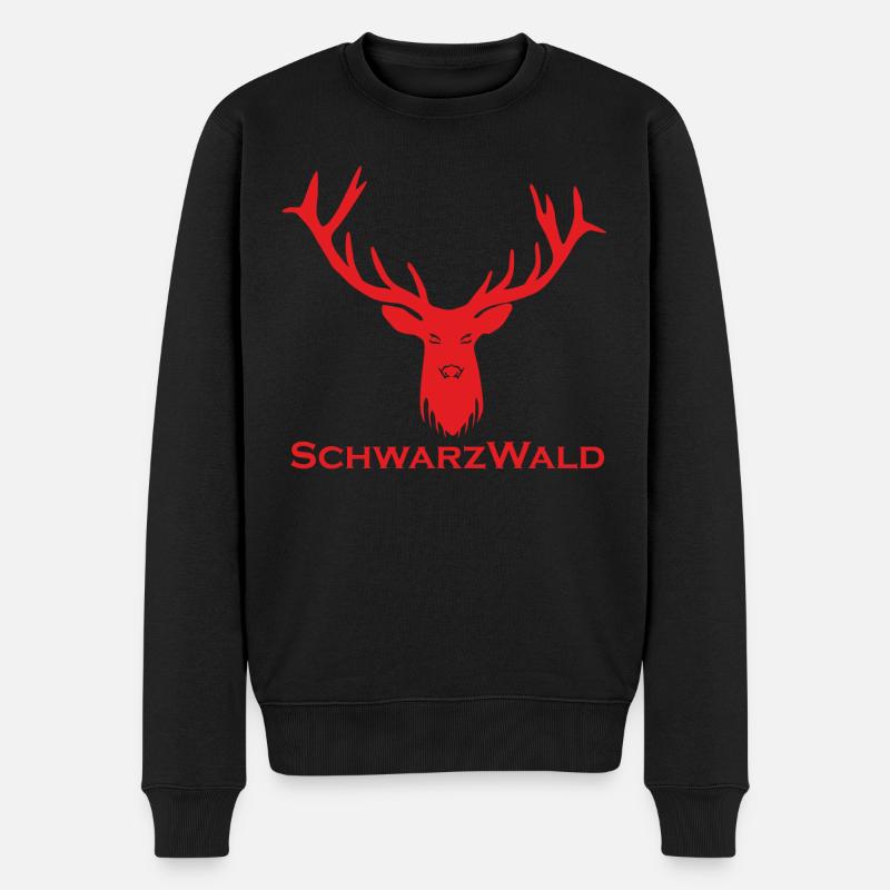 Schwarzwald Hirsch - Uni rot - Männer Premium Bio Pullover - Schwarz