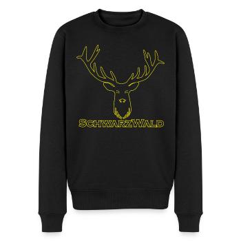 Schwarzwald Hirsch - Rand gelb - Männer Premium Bio Pullover - Schwarz - Vorne - Nico (187cm)