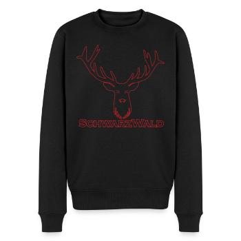 Schwarzwald Hirsch - Rand rot - Männer Premium Bio Pullover - Schwarz - Vorne - Nico (187cm)