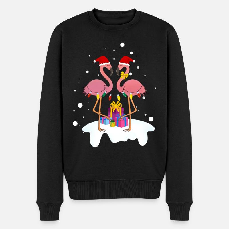 Flamingo-Weihnachten. Weihnachtsgeschenk - Männer Premium Bio Pullover - Schwarz
