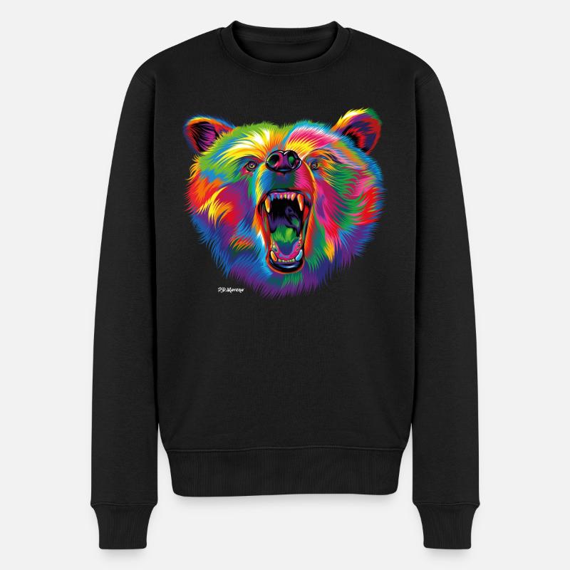 P.D. Moreno Bunter Bär - Männer Premium Bio Pullover - Schwarz