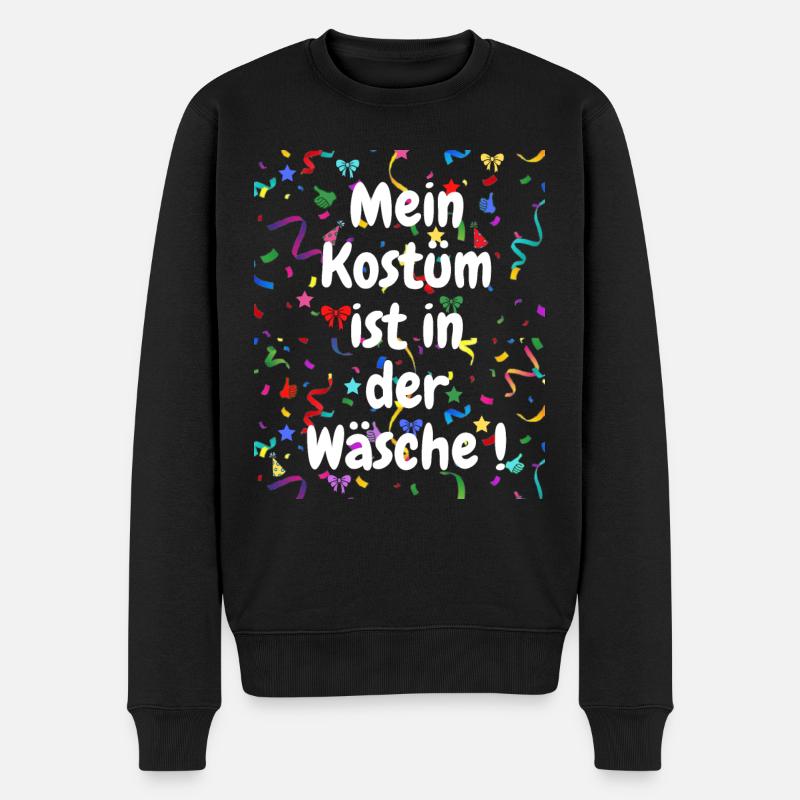 Mein Kostüm ist in der Wäsche lustig Karneval - Männer Premium Bio Pullover - Schwarz