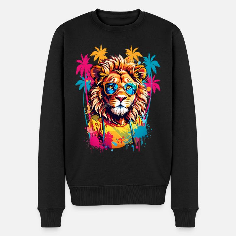 Coole Löwe - Männer Premium Bio Pullover - Schwarz
