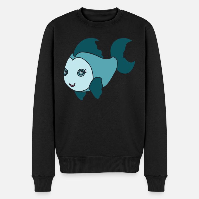 Kleiner süßer Fisch - Männer Premium Bio Pullover - Schwarz