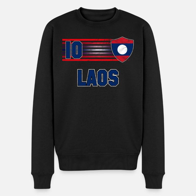 Laos - Männer Premium Bio Pullover - Schwarz