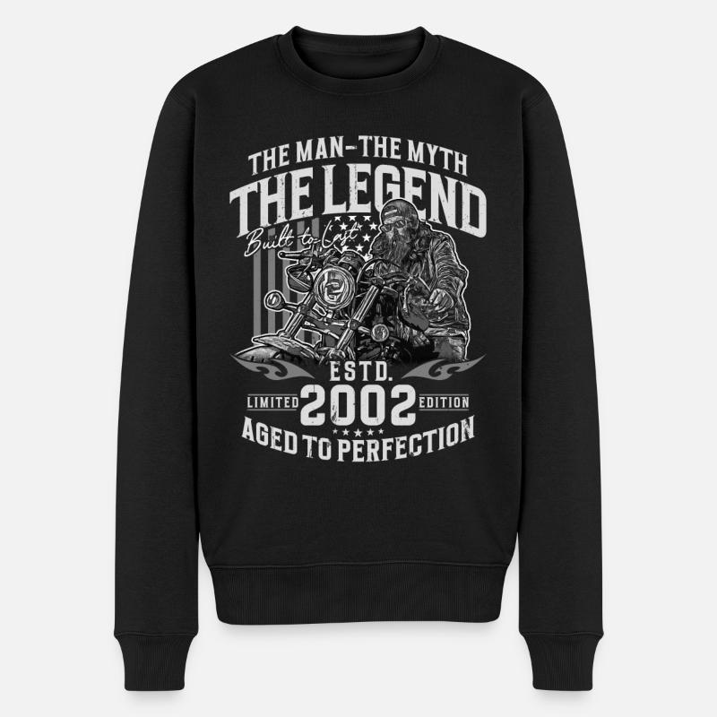 2002 Jahrgang Geburtstag Biker Motorrad - Männer Premium Bio Pullover - Schwarz