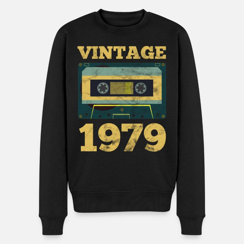 Vintage 1979 Retro Geburtsjahr Geburtstagsgeschenkidee - Männer Premium Bio Pullover - Schwarz