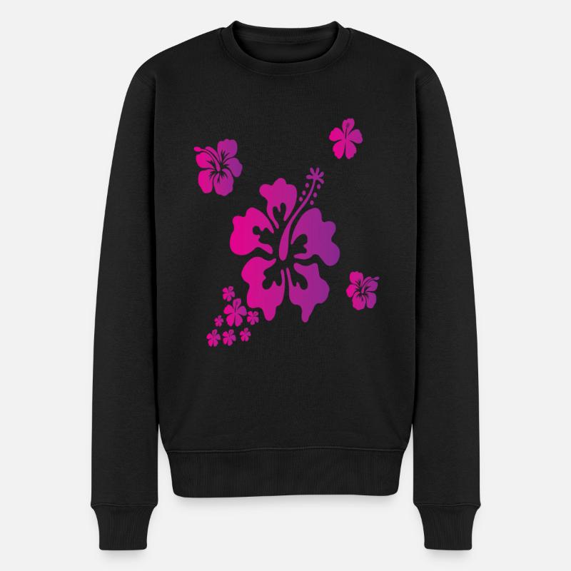 Hawaï Hisbiscus Fleurs Vacances - Pull Premium bio Homme - noir