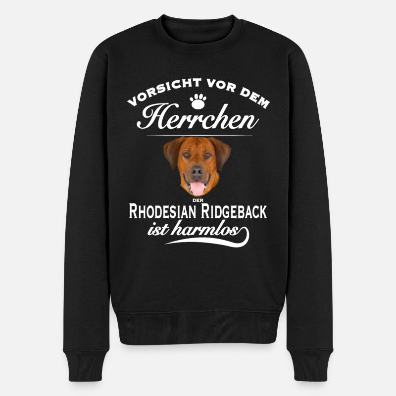Vorsicht vor dem Herrchen - Rhodesian Ridgeback - Männer Premium Bio Pullover - Schwarz